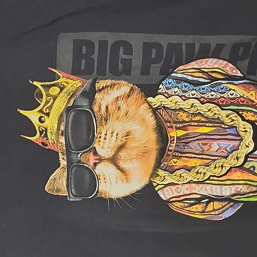 VINTAGE Y2K BIGGIE SMALLS Big Paw Paw Black Tee M Cat 90s Hip Hop Rap Big Poppa - Picture 10 of 12